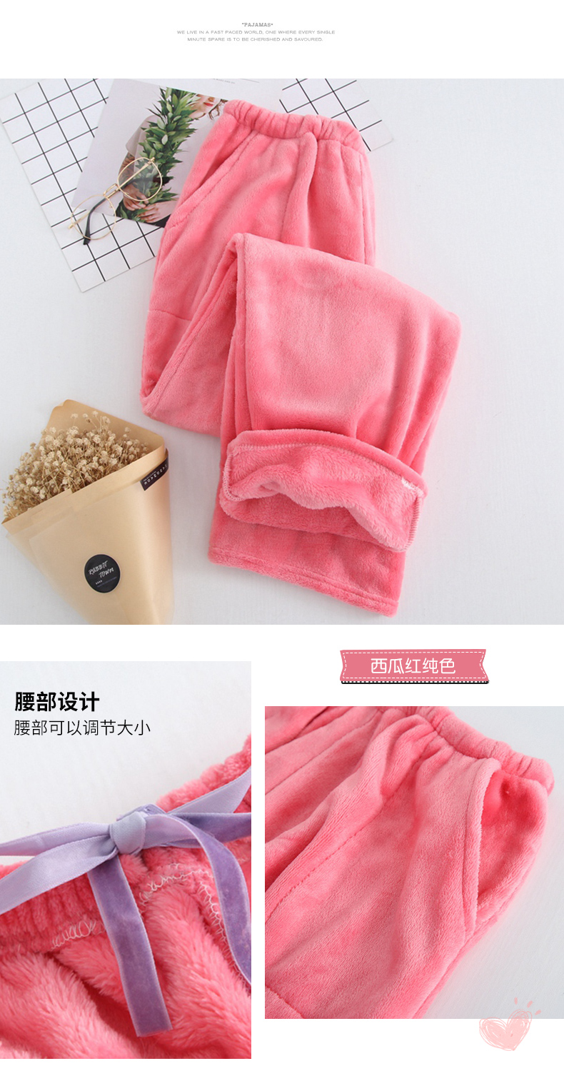 Flannel Pyjama Phụ nữ mùa thu và mùa đông Đồ ngủ trung niên Quần nỉ lông cừu nhà Quần dày cộng với nhung Mẹ dài Quần cỡ lớn quần lửng nữ