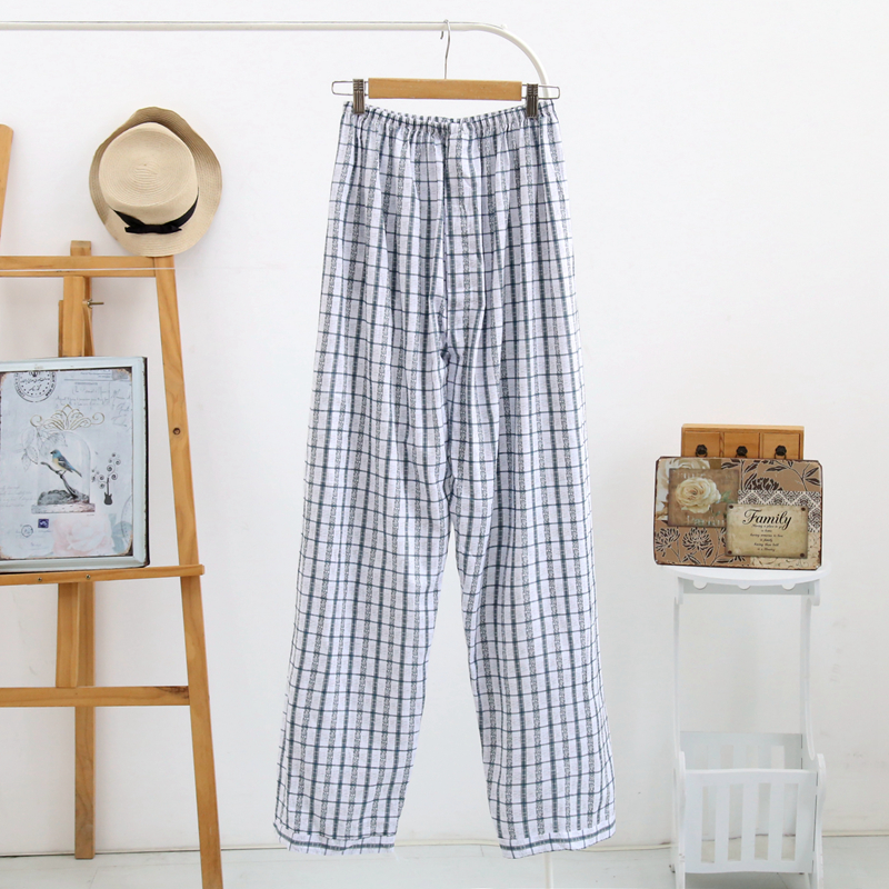 Mùa xuân và mùa hè quần cotton pyjama nam mỏng dệt vải ngủ cotton quần cotton nhà quần thanh niên điều hòa không khí quần kích thước lớn quần lửng nữ