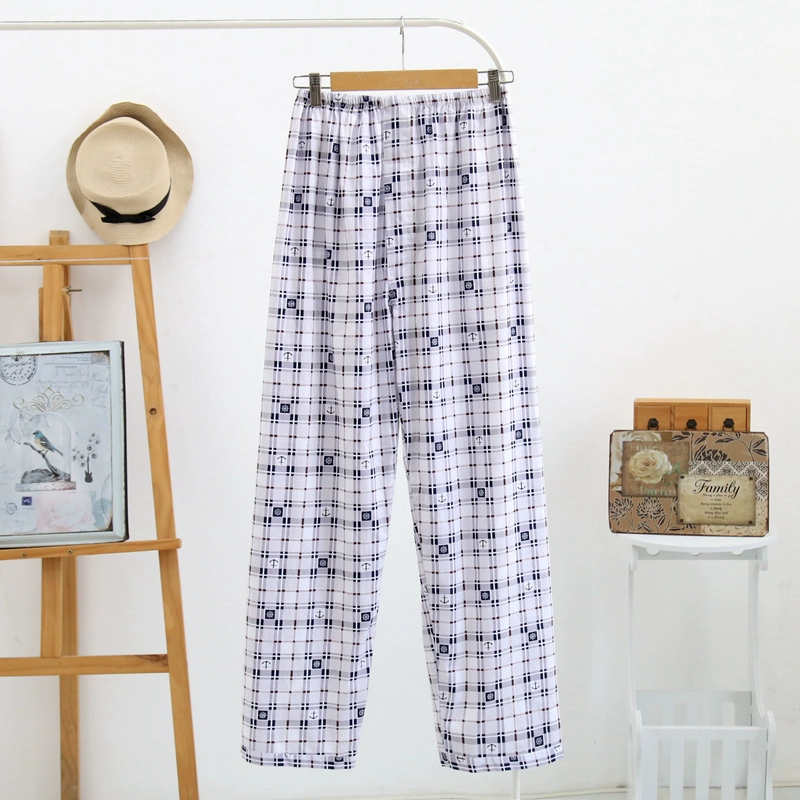 Mùa xuân và mùa hè quần cotton pyjama nam mỏng dệt vải ngủ cotton quần cotton nhà quần thanh niên điều hòa không khí quần kích thước lớn quần thể thao nam