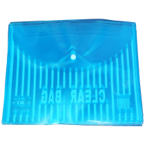 Promotional A4 Transparent plastic document bag Button type student office information Stripe bag 18 silk blue white green blue