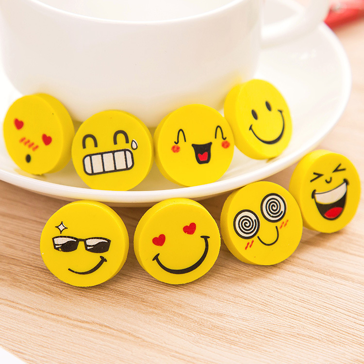 Day Korea Creative Stationery Supplies Cute Cartoon Animals Smiley Face Reward Erasers students learn prizes 