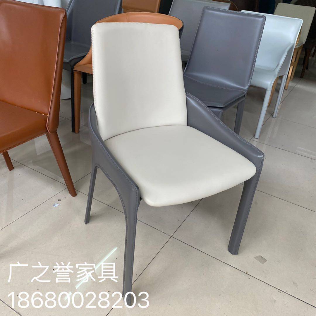 Nordic Dining Chair Home minimalist dining room dining chair Mood Minimalist Hotel Clubhouse Saddle Leather Regenerating Leather Stool