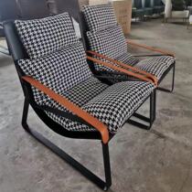 Leisure chair Nordic simple modern chair recliner Nap lazy chair saddle skin light luxury model room dining chair single