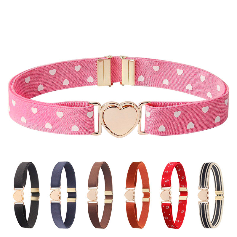 Children girls princess decorative down jacket pants school uniform belt elastic elastic belt adjustment length love shape