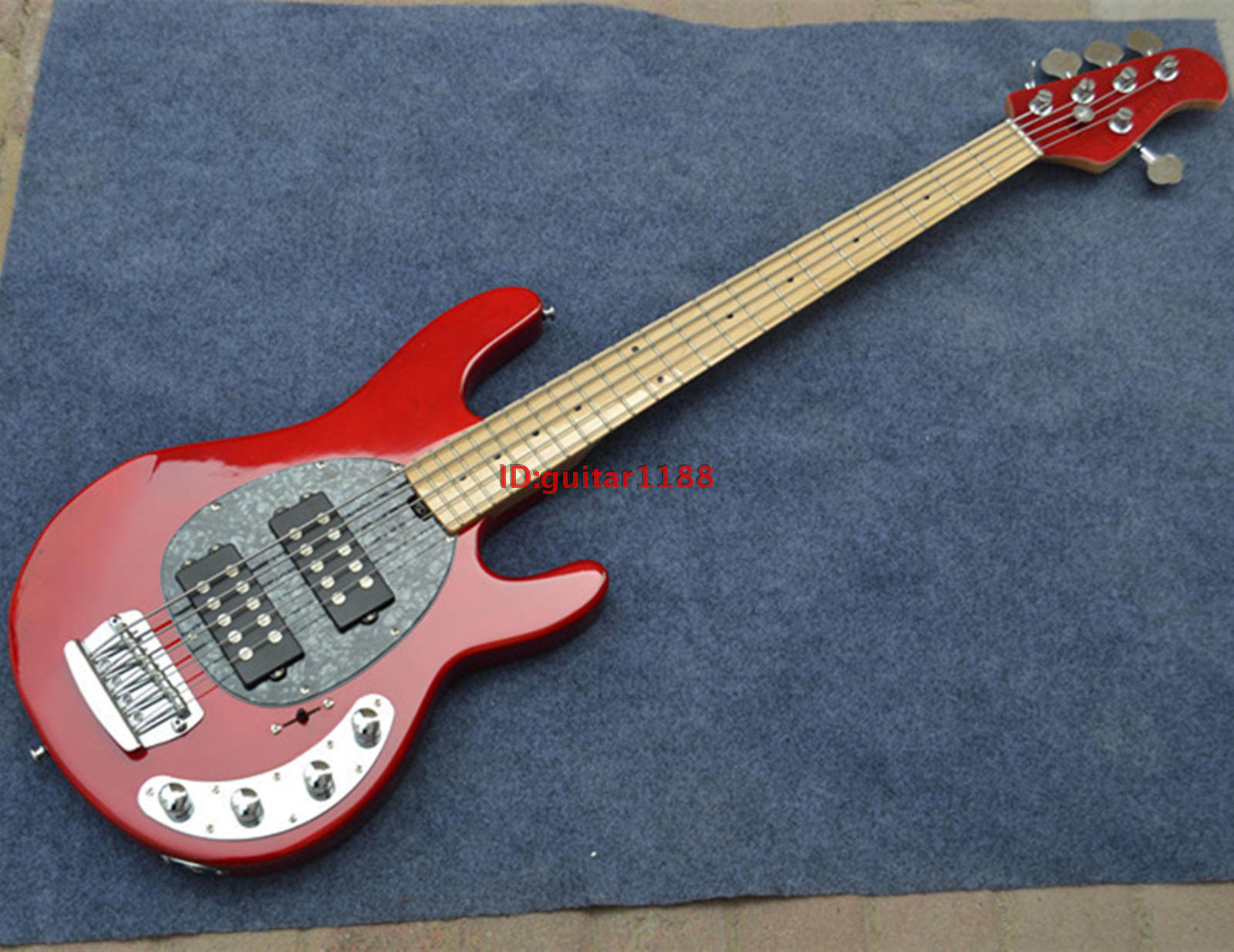 Musician's five-string transparent red practice electric bass 5 string eclectric bass F-1957