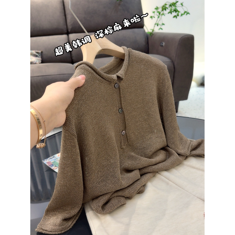 3864【Mid-Sleeve Super Beautiful Korean-Style Half-Open Rolled Collar Knit Sweater】High-Quality New Spring/Summer Women's Top 3864【Mid-Sleeve Super Beautiful Korean-Style Half-Open Rolled Collar Knit Sweater】High-Quality New Spring/Summer Women's Top