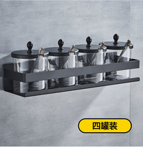 Wide 86 stainless steel kitchen seasoning holder wall glass seasoning bottle jar combination set for household storage