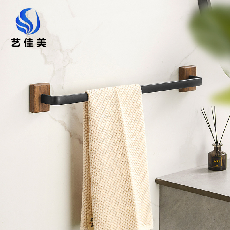 Length 34 54 Perforated Walnut Wood Towel Rod Home Bathroom Toilet Toilet Bath Towel Rod Wash face towel rack-Taobao