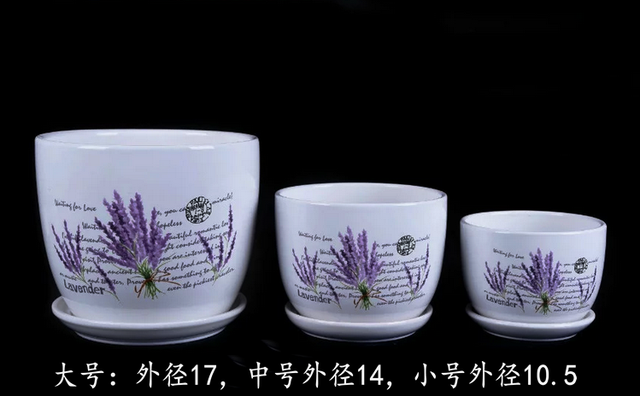 Yezhijia ceramic pots ດອກ pots ລາຄາພິເສດຊຸດສາມນ້ໍາກ້ອນແຕກ pots succulent ມີຖາດແລະການຂົນສົ່ງຟຣີ