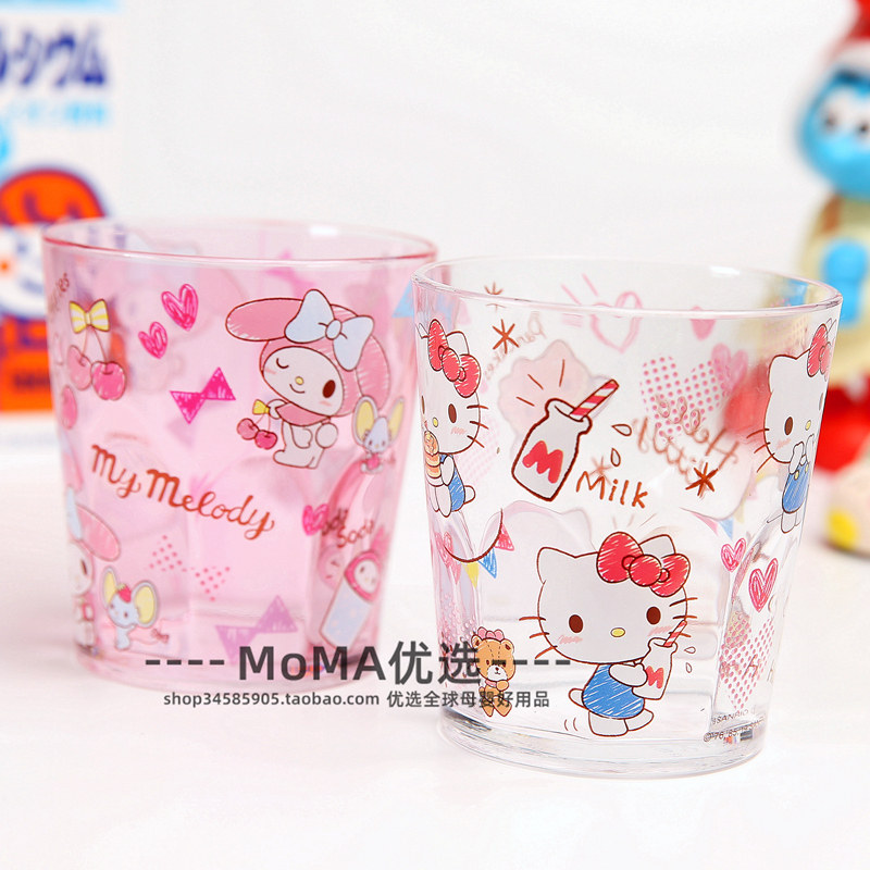 Spot Japanese skater children Melody Hello Kitty transparent resin juice water cup 280ml new