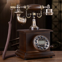 Solid wood antique telephone European classical old-fashioned creative fixed home craft retro telephone landline