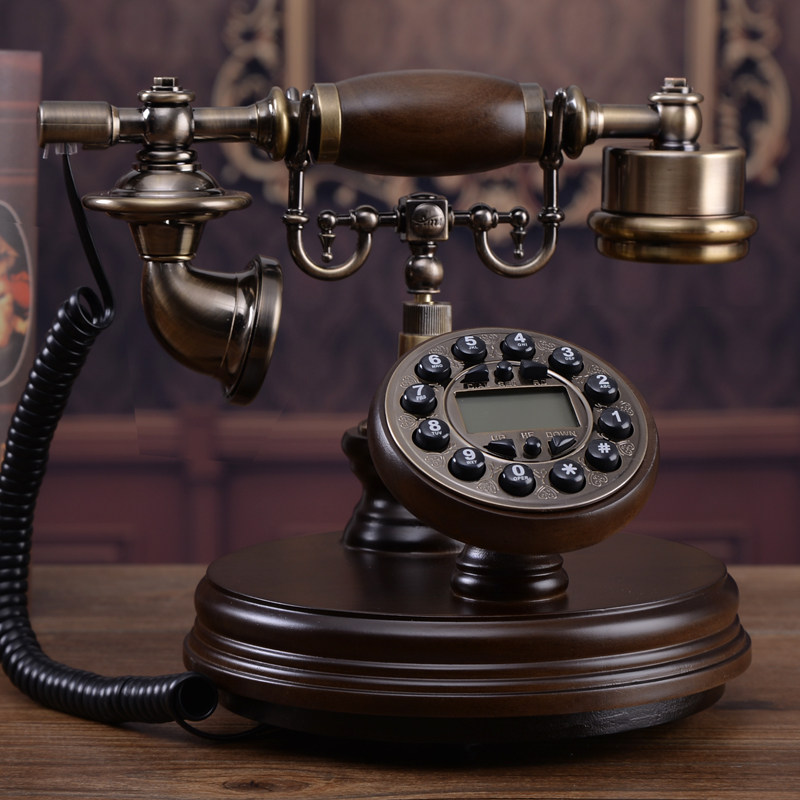 Eurostyle Antique Antique Phone Retro Home Base Machine Old Solid Wood Telephone American Radio Wire Telephone