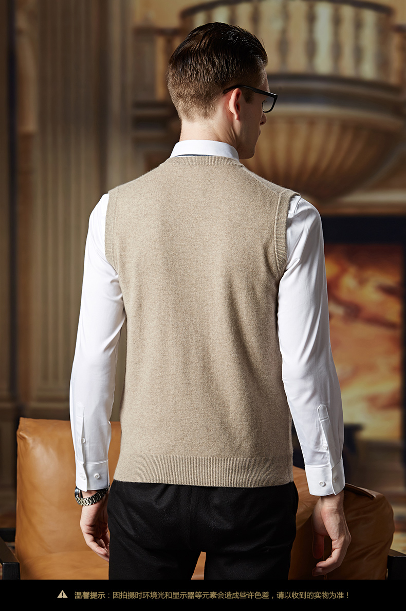 JOW / Jovo mùa đông thuần cashmere vest nam trung niên kinh doanh V-cổ đan vest vest không tay cashmere đồ vest nam
