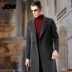 JOW / Jovo mùa đông phù hợp với cổ áo hai lớp áo khoác nilon nam màu lông rắn trên đầu gối áo cardigan nam Áo len