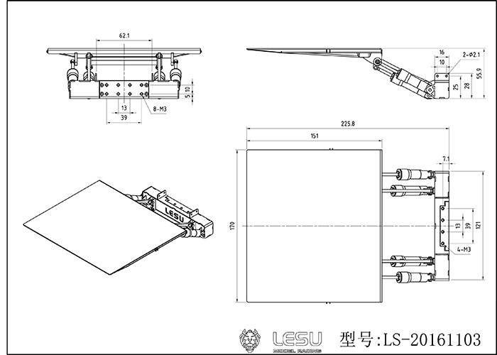 1/14 LKW-Spielzeugmodell Hydraulische Metall-Ladeflächenklappe für Tamiya Container DIY Modifiziertes Auto LESU – Detail 1