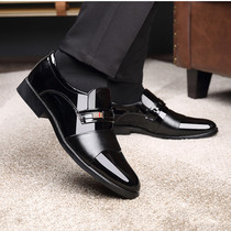 Mens leather shoes daddy flat business dress sleeve anti-slip lighting work mens suit casual large-scale shoes