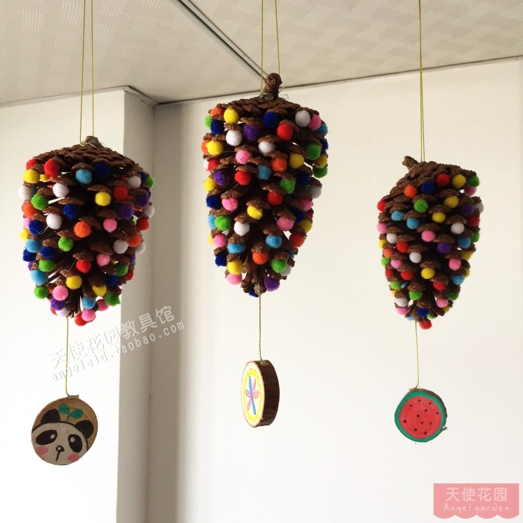 Pine Nuts Pine Wood Pieces Children Handmade Creative Courses Diy Painting Graffiti Kindergarten Festivals Hang up the fields Garden Wind