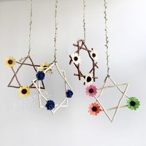 Kindergarten class hanging decoration pastoral environment layout material area partition corridor creative handmade branch hanging decoration