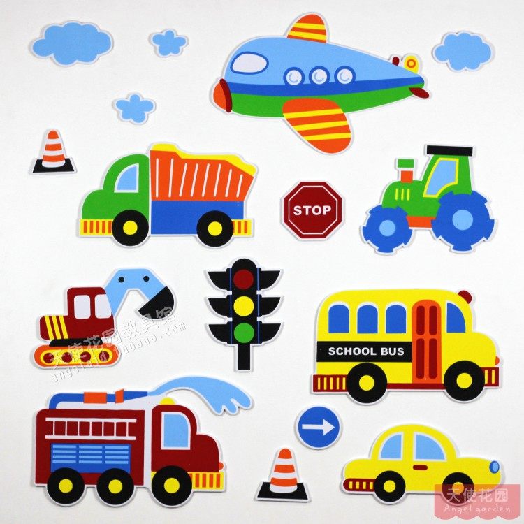 Kindergarten Environment Decoration Foam Solid Elementary School Classroom Black Board Newspaper Arranged Animal Plane Car Wall Sticker