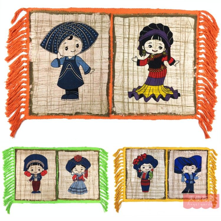 Ethnic Canvas Handicrafts Kindergarten Stairway Corridor Decoration Creative Retro Hanging Decoration Batik Pure Artisanal