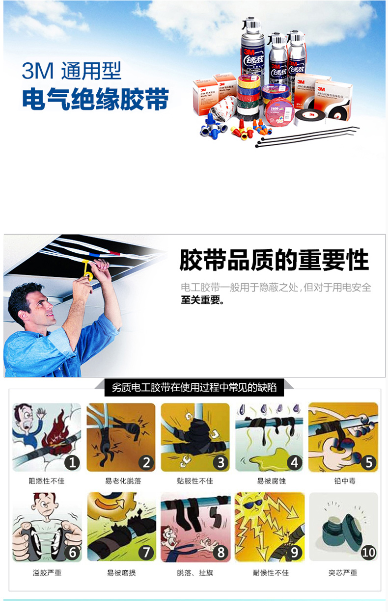 Băng keo cách điện 3M phổ PVC cách điện băng keo điện không chì 1 cuộn Giải phóng mặt bằng 18mmx20m - Băng keo băng dính 2 mặt