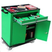 Old a green red double door drawer tool cart (with lock) repair tool cart tool cabinet tool cart