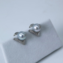 CC simple V Diamond real hemp gray sea water Pearl invisible ear clip no ear hole elegant temperament ear ornaments