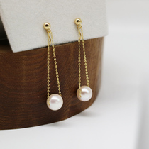 18k Chain Seawater Pearl Ear Clip CC Accessories SHINE Shiny Brief Mosquito-repellent Disc Face without pain Temperament Ear Accessories