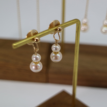 Small gourd pearl ear clip beautiful Fu Lu tassel earrings CC decoration Jia painless mosquito coil hand-made earrings