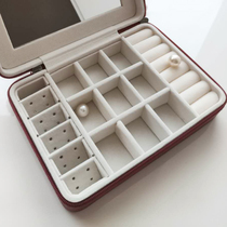 CC jewelry studio earrings special jewelry box portable wine red mirror storage detachable