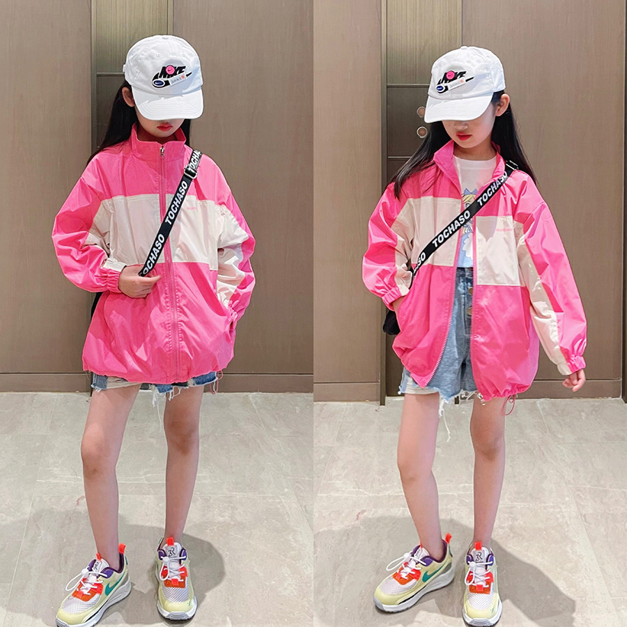 MIKA 2021 Spring New Korean version of the girl color matching stitching loose casual jacket