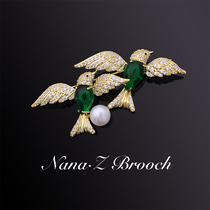 Natural pearl small bird brooch Chest Needle Upscale Womens Breasts Flowers Other than Wings Twin Fly Extravagant Atmosphere Accessories