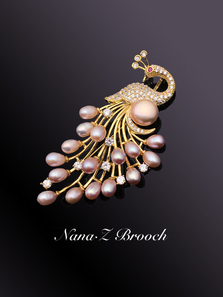 Natural freshwater pearl peacock Phoenix brooch corsage cashmere coat pin female Korean high-end luxury accessories