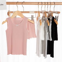 2021 Childrens vest suit Bow vest shorts Home wear Summer pajama suit Girls vest set