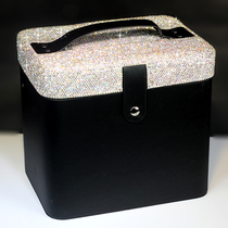 Diamond-encrusted cosmetic bag full of diamonds Large capacity double-layer multi-functional portable cosmetics storage box Net Red portable makeup box
