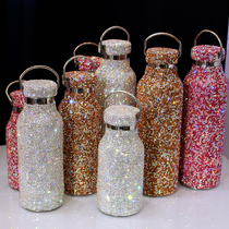 New womens diamond-studded luxury insulation Cup stainless steel full diamond-studded diamond-studded flash Diamond water Cup birthday gift tide