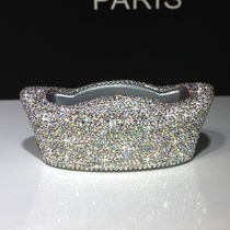 High-grade diamond ingot business card box business card holder creative crystal rhinestone business card rack office ornaments