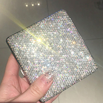 Luxury personality creative diamond-set womens cigarette case 20pcs diamond rhinestone ultra-thin stainless steel portable cigarette case