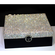 Luxury crystal diamond jewelry box European jewelry box Multi-function with mirror jewelry storage box Wedding gift