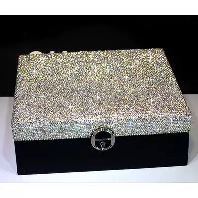 Luxury crystal diamond jewelry box European jewelry box multi-function with mirror jewelry storage box wedding gift
