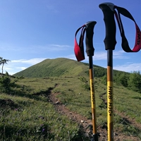HWB Lingyue H3C + khóa carbon sợi carbon trekking ngoài trời leo núi ngoài trời cắm trại màu tím vàng vàng - Gậy / gậy gậy dò đường cho người mù	