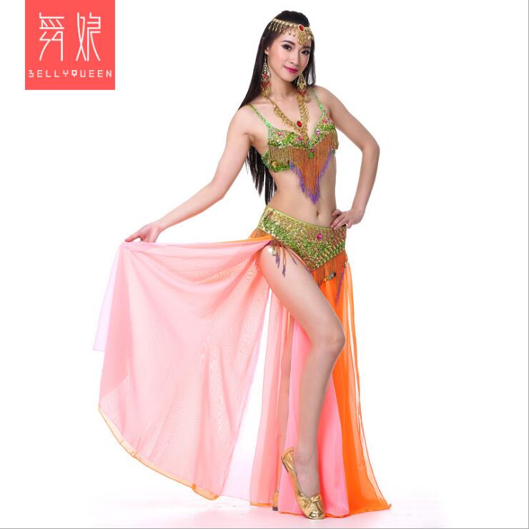 New belly dance costumes Indian color 868 large size underwear group stage performance split long skirt suit
