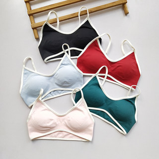 Color-Blocked Strapless Backless Fitness Yoga Bra with Chest Pads, Suitable for Outerwear, Running, Shockproof, and Tight-Fitting Sports Bra