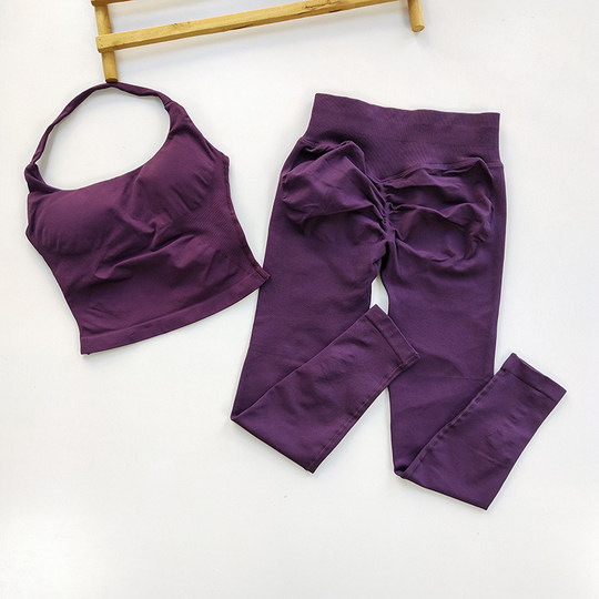 Fitness suit motherland version DF* wideband long halter neck beautiful back fitness pants high waist hip lifting breathable training pants