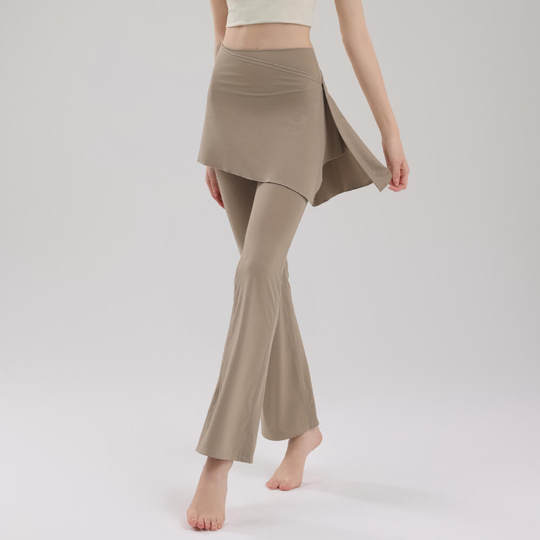 Yoga pants fake two-piece European and American fitness pants micro-flared Pilates pants early autumn sports pants