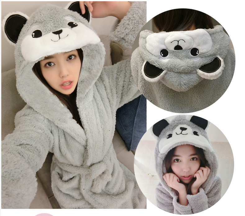 Mùa thu và mùa đông san hô nhung áo choàng nữ mùa đông yukata áo choàng tắm gợi cảm thỏ nữ dày dễ thương hoạt hình đồ ngủ gấu áo ngủ đẹp