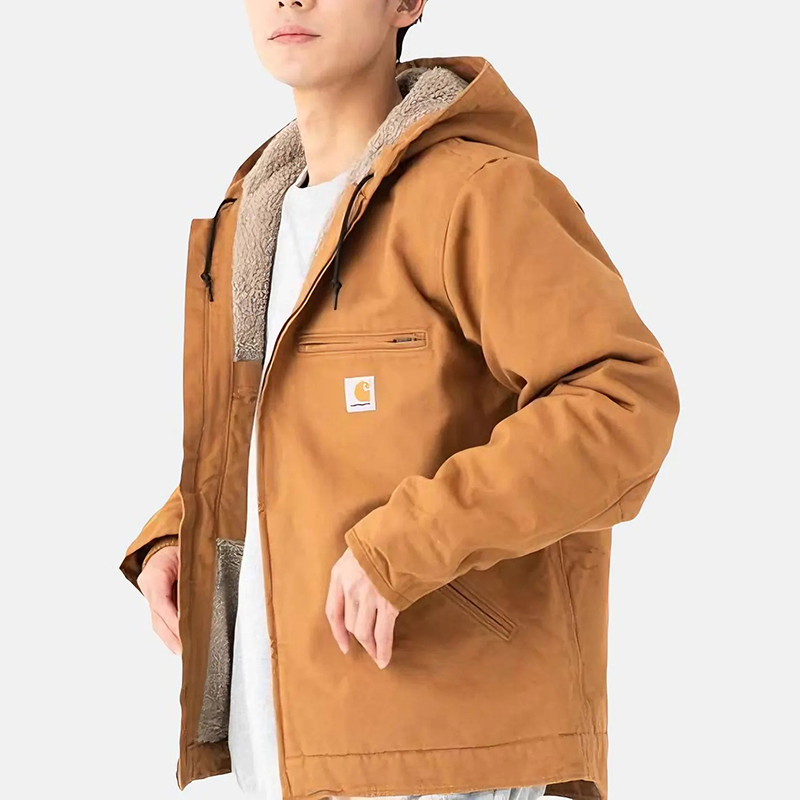 Carhartt Lamb Fleece Fleece-Lined Windproof Canvas Zipper Wear-Resistant Hooded Warm Jacket 104392 Carhartt Lamb Fleece Fleece-Lined Windproof Canvas Zipper Wear-Resistant Hooded Warm Jacket 104392