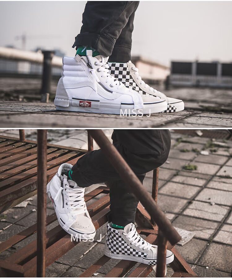 Miss Jin Vans Sk8-Hi Cap giải mã ghép nối bàn cờ kẻ cao và giày trượt ván cao cấp VN0A3WM127I - Dép / giày thường giày thể thao nữ đẹp