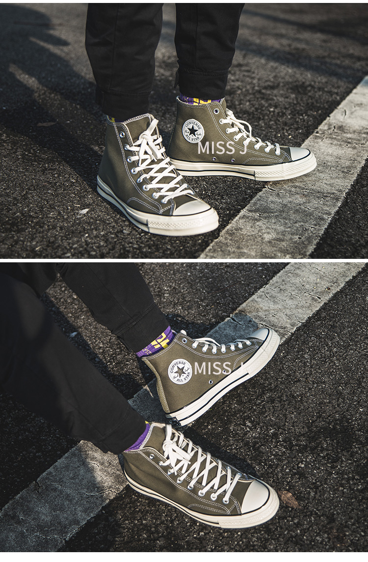 Converse Converse 1970S giày vải Samsung tiêu chuẩn quân đội màu xanh lá cây cao giày nam 162052C - Plimsolls giày thể thao juno