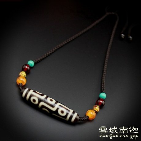 Tibetan genuine natural old mine pure boutique nine-eyed dzi bead free Tibetan horizontal necklace handmade lanyard accessories